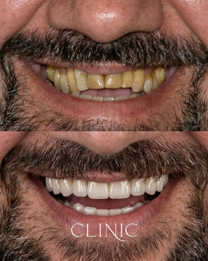 Antes e depois — transformação de sorriso